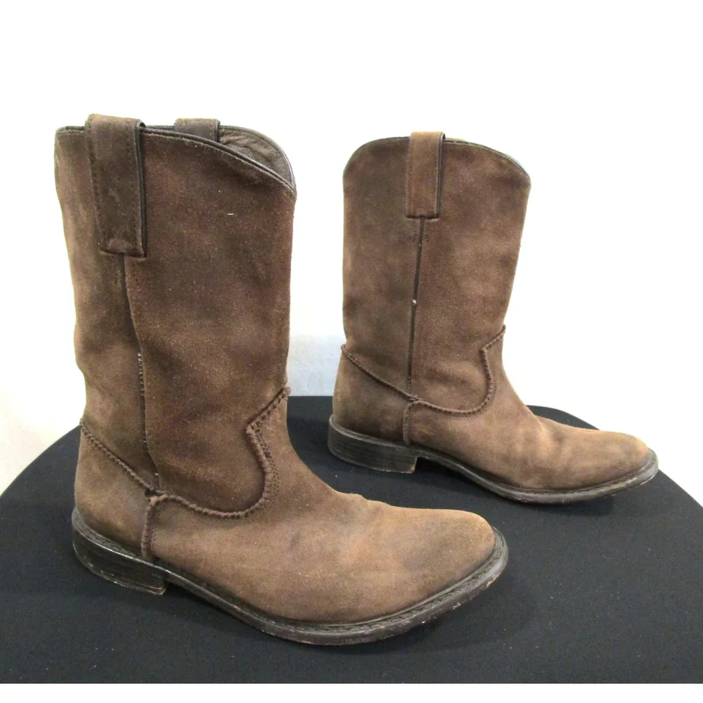 Frye Brown Suede Marco Roper Western Cowboy Boots Men 9.5 D